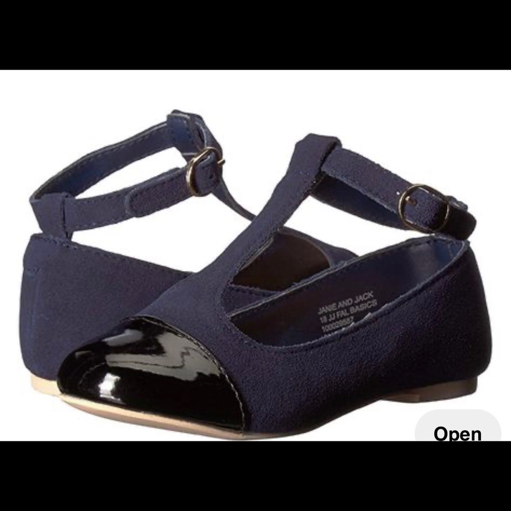Janie and Jack T-strap navy toddler shoes size 5